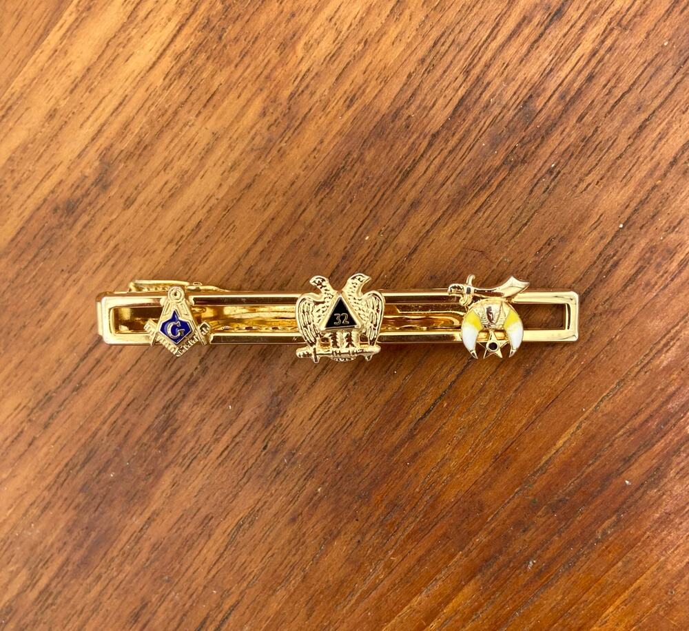 Masonic Tie Bar Blue Lodge Scottish Rite and Shriners International Emblems